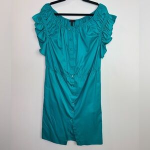 Escada Turquoise Ruffle Sleeve mini vacation Dress